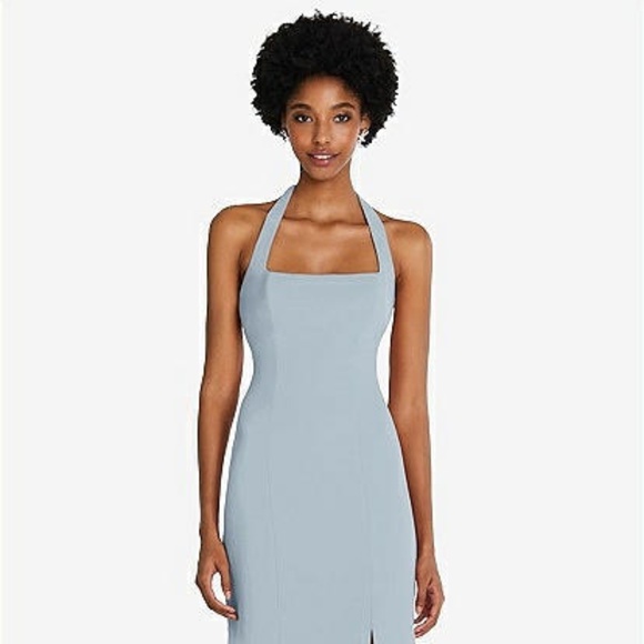 Dessy Collection Dresses & Skirts - NWT Dessy Tie Halter Open Back Trumpet Gown in Mist (M)